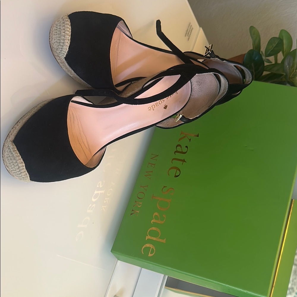 Kate Spade Black Espadrille Ankle-Strap Shoes
